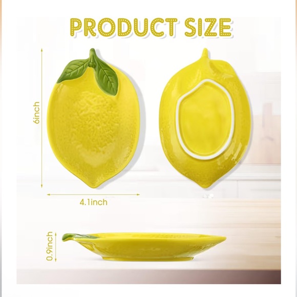 Lemon Ceramic Spoon Rest for Stove Top & Kitchen Counter Yellowor Tricket Dish - Picture 2 of 4